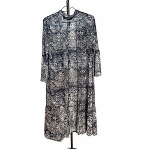 Colleen Lopez Black and White Long Sleeve Duster/Cover up